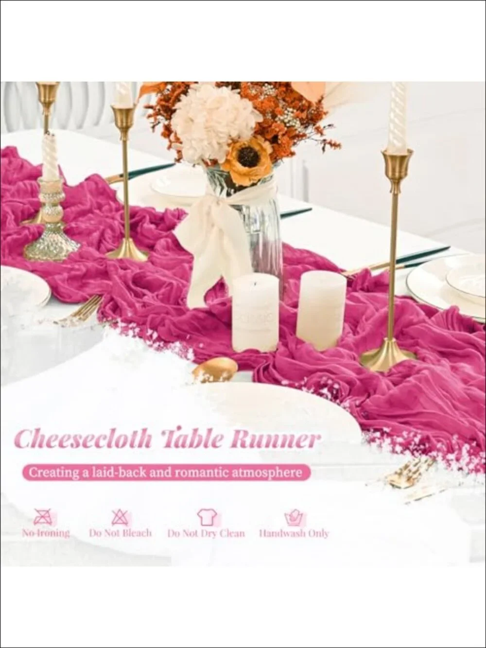 12 Pack Cheesecloth Table Runner 21.5x120 Inch Boho Polyester
